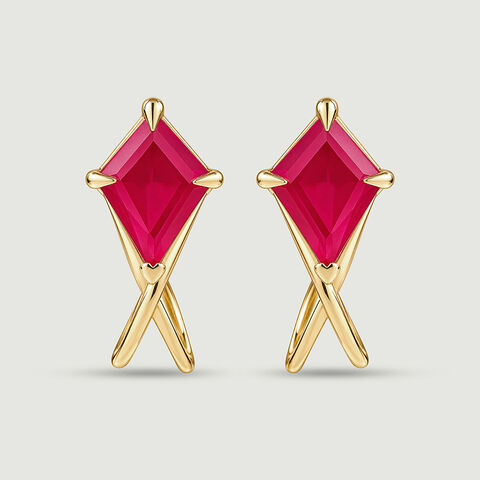 Twisted Red Gold Hoop Earrings