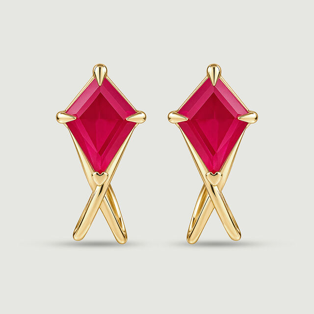 Twisted Red Gold Hoop Earrings,,hi-res image number null