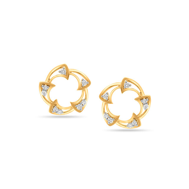 14 KT Yellow Gold Sphere Diamond Stud Earrings,,hi-res view 1