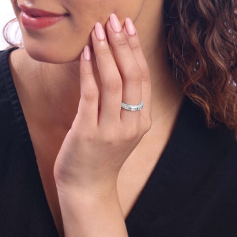 Radiant Baguette Silver Ring