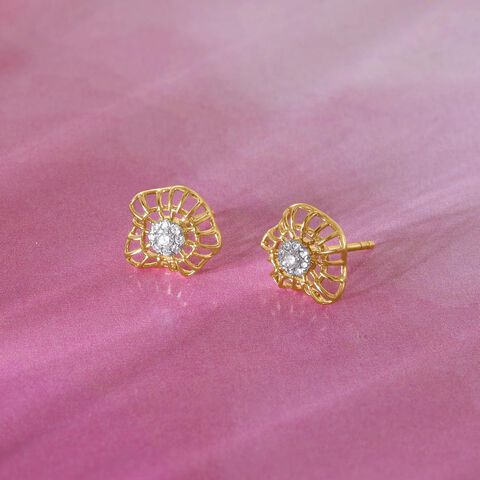 Gleaming Blossom Diamond Stud Earrings