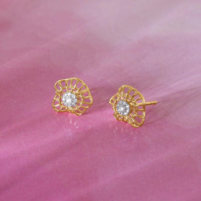 Gleaming Blossom Diamond Stud Earrings,,hi-res image number null