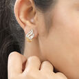 14 KT Yellow Gold Angel Wing Diamond Stud Earrings,,hi-res view 3