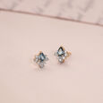 Sparkly Blue Diamond & Gold Stud Earrings,,hi-res view 1