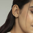 Edgy Radiant Gold & Diamond Hoop Earrings,,hi-res view 2