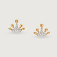 Regal Radiance 14KT Gold & Diamond Stud Earrings,,hi-res view 3
