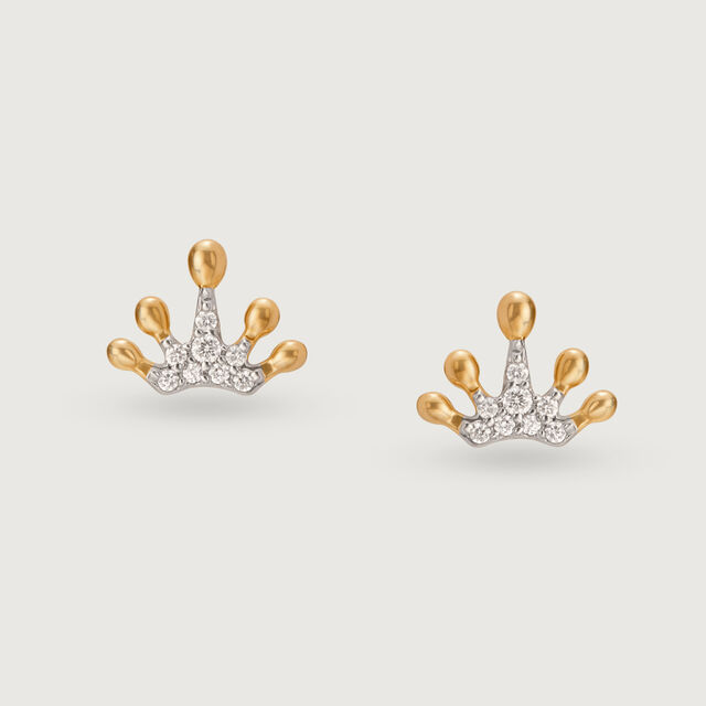 Regal Radiance 14KT Gold & Diamond Stud Earrings,,hi-res image number null