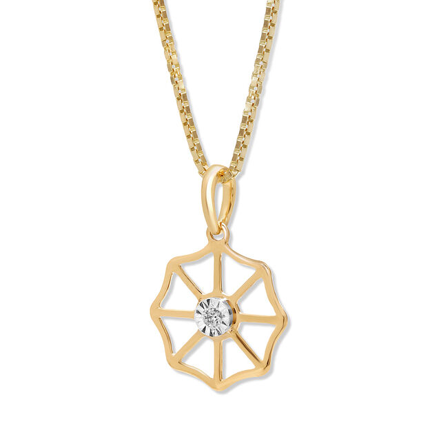 14KT Yellow and White Gold Unique Abstract Diamond Pendant,,hi-res image number null