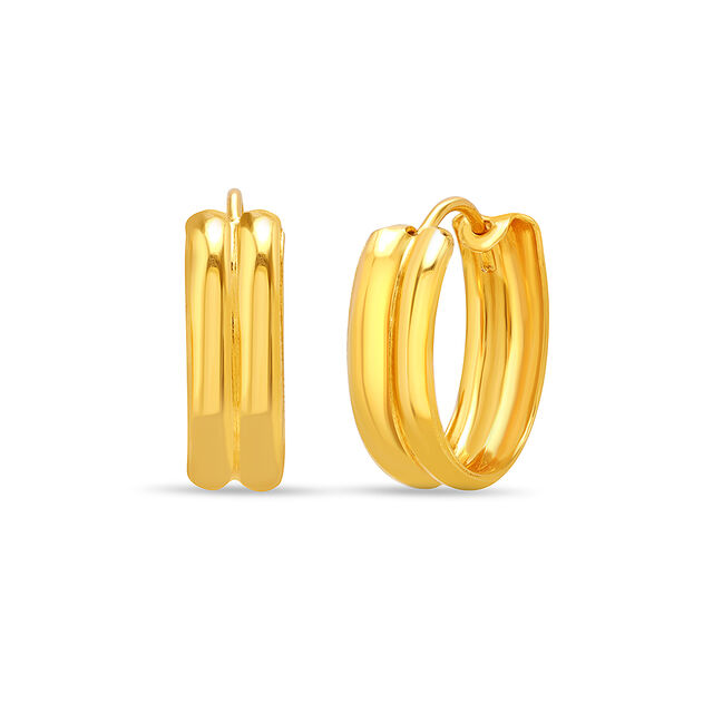 22KT Yellow Gold Dazzling Bold Hoop Earrings,,hi-res view 3
