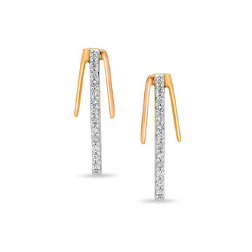 14KT Yellow-White and Rose Gold Diamond Stud Earring