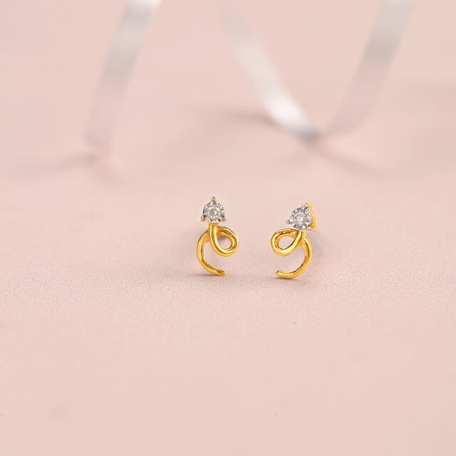 Swirl Sparkle 14 Kt Gold and Diamond Stud Earrings,,hi-res image number null