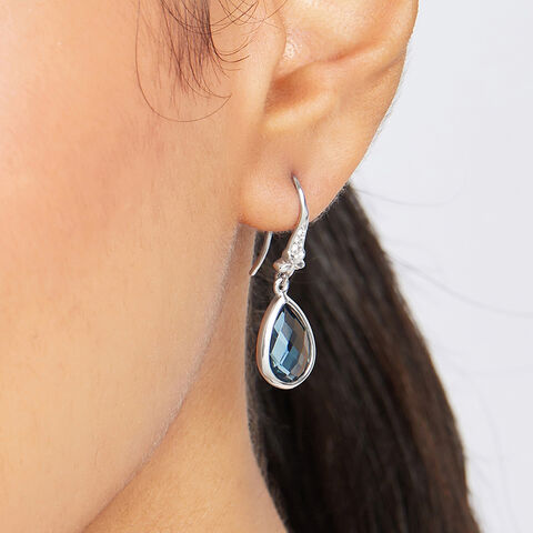 Midnight Teardrop Silver Earrings