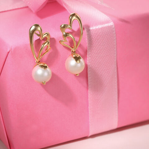 Love Sparks Pearl & Gold Drop Earrings