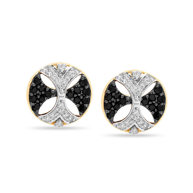 14KT Yellow Gold Classy Abstract Diamond Stud Earrings,,hi-res image number null