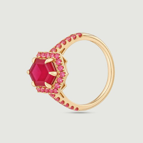Radiant Red Tourmaline Gold Ring