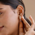 Lustrous Vine Polki Diamond Hoop Earrings,,hi-res view 2