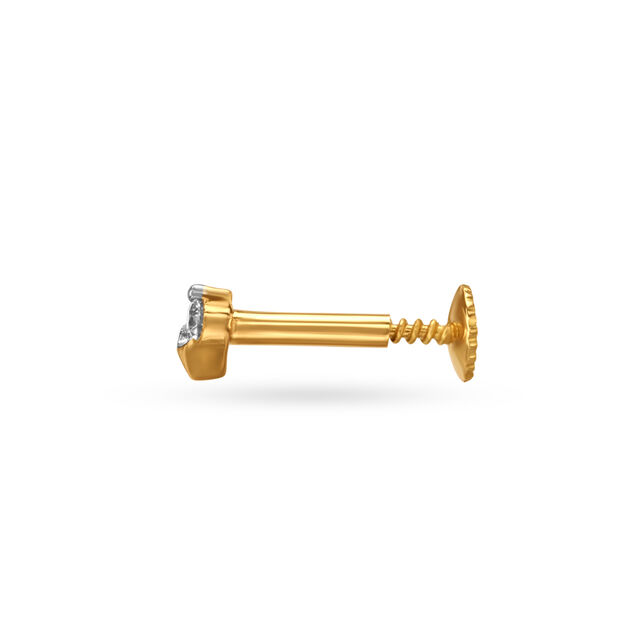 18KT Yellow Gold Delicate Nose Pin,,hi-res image number null