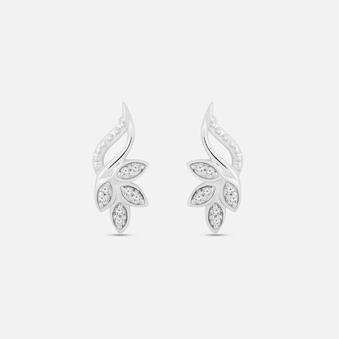 Whimsical Foliage Silver Stud Earrings