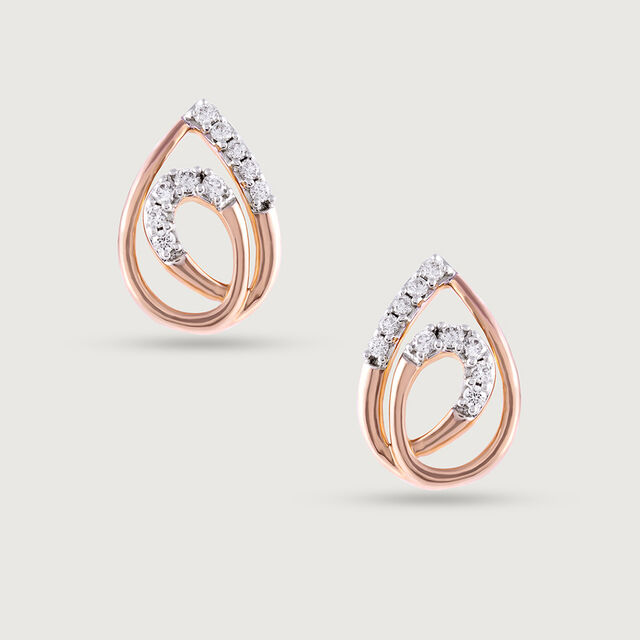 Classic Teardrop Gold & Diamond Stud Earrings,,hi-res image number null