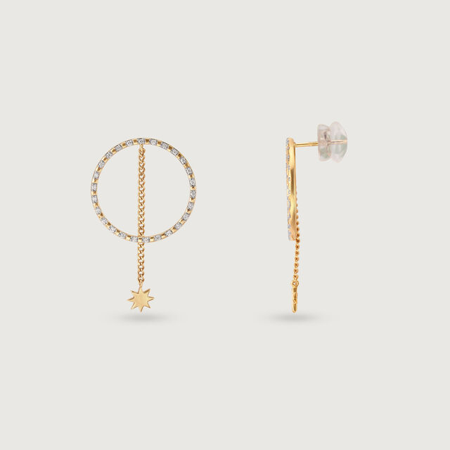 Dangle Star 14KT Gold & Diamond Drop Earrings,,hi-res image number null