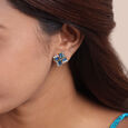 Tranquillity Twirls 14KT Diamond & London Topaz Stud Earrings,,hi-res view 2