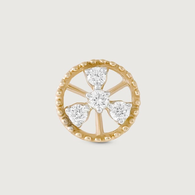Radiant Clover Gold and Diamond Nose Pin,,hi-res image number null