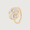 Laser Swirl Gold & Diamond Finger Ring,,hi-res view 4