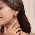 Couture Crystal 14KT Diamond & Citrine Stud Earrings,,hi-res view 2
