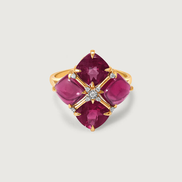Bordeaux Bling 14KT Diamond & Ruby Finger Ring,,hi-res view 3