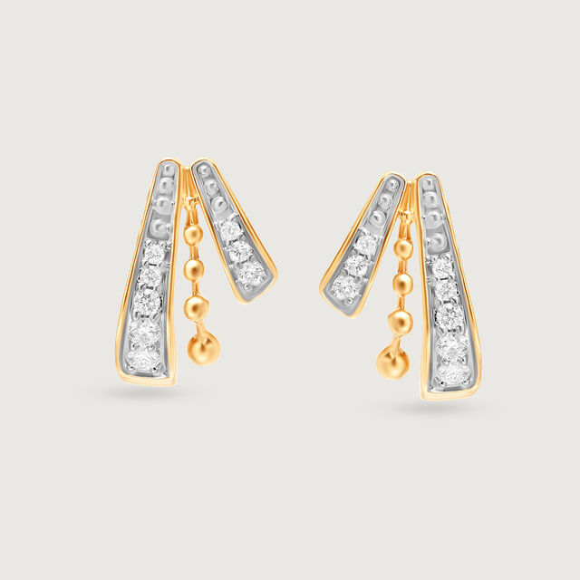 Golden Ray burst 14KT Diamond Stud Earrings,,hi-res image number null