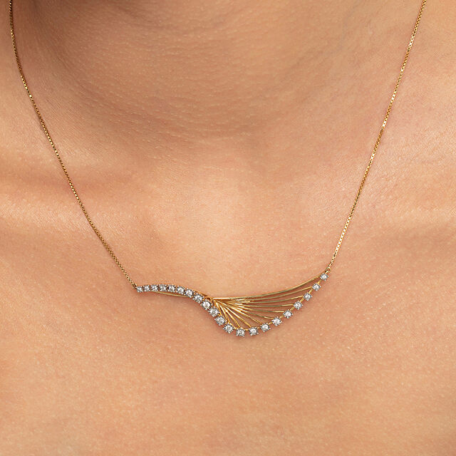 Cascading Sparkle Gold & Diamond Necklace,,hi-res image number null