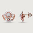 Dazzling Fan Gold & Diamond Stud Earrings,,hi-res view 4