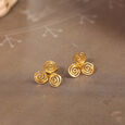 Spiral Glow 22KT Gold Stud Earrings,,hi-res view 1
