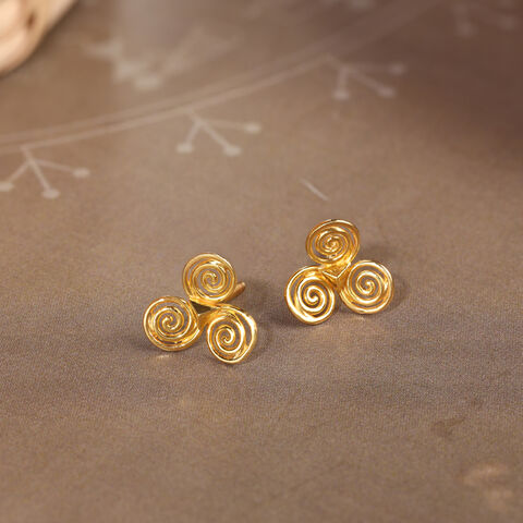 Spiral Glow 22KT Gold Stud Earrings