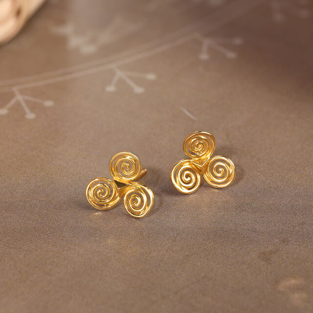 Spiral Glow 22KT Gold Stud Earrings,,hi-res image number null