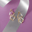 Geometric Glam Gold & Diamond Hoop Earrings,,hi-res view 1
