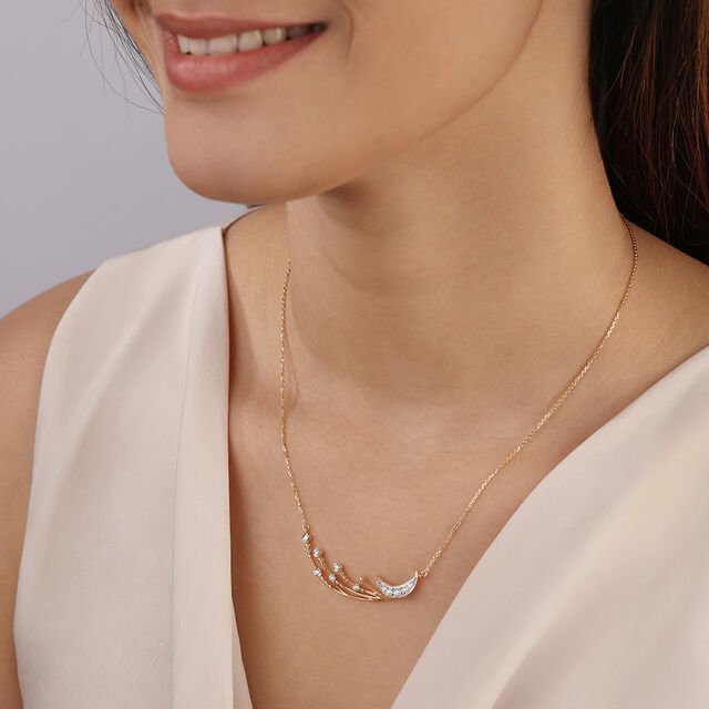 Crescent Comet's Glimmer 14KT Diamond Necklace,,hi-res image number null