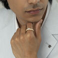 Ribbed Radiance Gold & Diamond Finger Ring for Men,,hi-res view 2