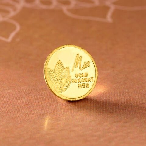 0.5 gm 24 Karat Mango Leaf Gold Coin (9999 Purity)