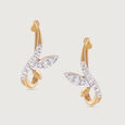 Leafy Shine Gold & Diamond Hoop Earrings,,hi-res view 3