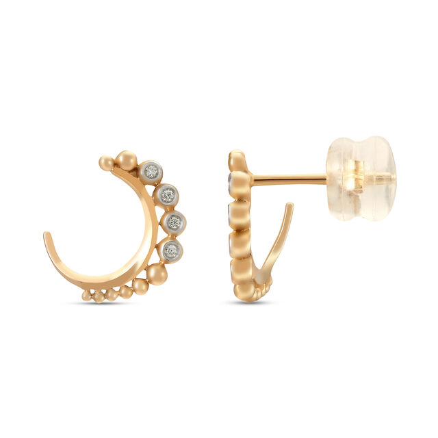 14KT Yellow Gold Curvy Stud Earrings,,hi-res view 2