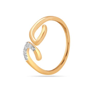 14 KT Yellow Gold Disjointed Charm Diamond Ring