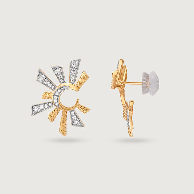 Sparkling Moonlight 14KT Diamond Stud Earrings,,hi-res image number null