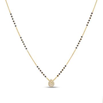 14KT Yellow Gold Drop Pendant with Diamond Mangalsutra