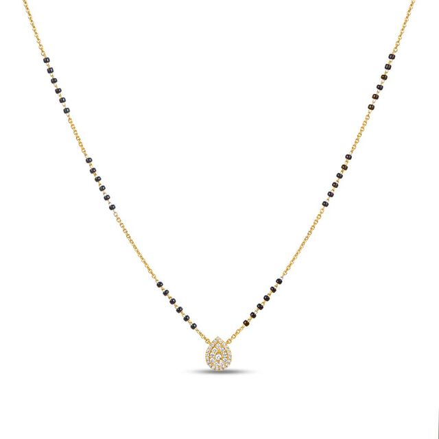 14KT Yellow Gold Drop Pendant with Diamond Mangalsutra,,hi-res image number null