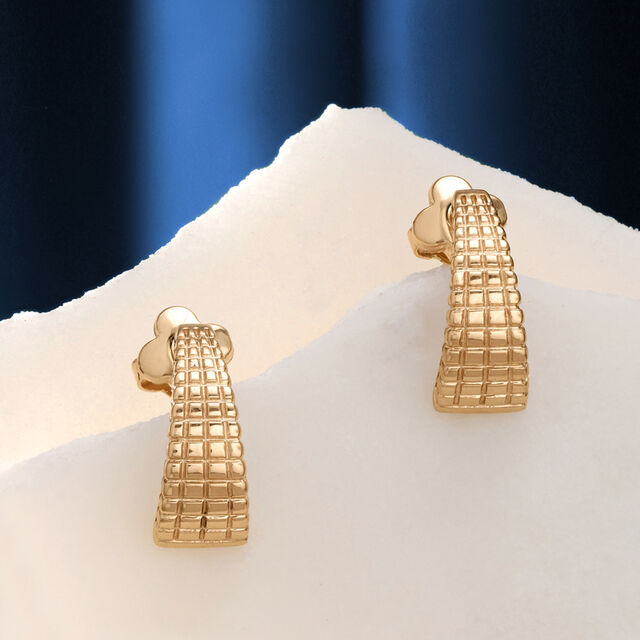 Textured Curve Gold Stud Earrings,,hi-res image number null