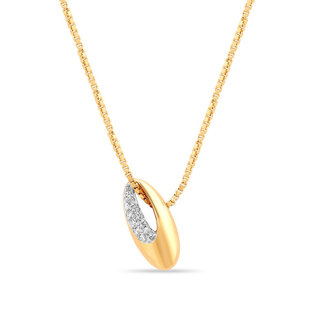 14KT Yellow Gold Brilliant Oval Diamond Pendant with Chain,,hi-res image number null