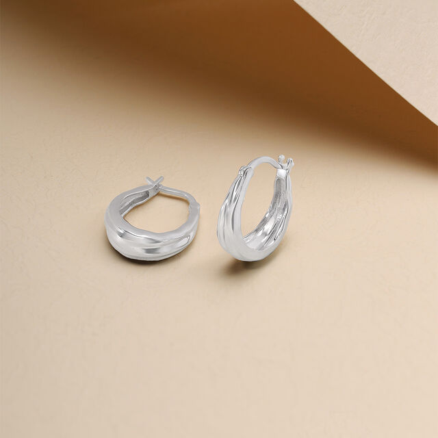 Ruffled Gleam Silver Earrings,,hi-res image number null