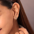 Floral Swirls 14 Kt Gold & Diamond Stud Earrings,,hi-res view 2