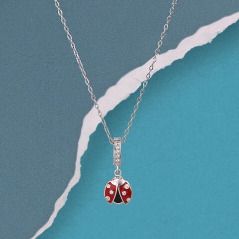 Playful Ladybird Silver Pendant
